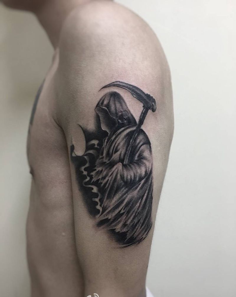 死神纹身图片_手臂欧美鬼神纹身图案