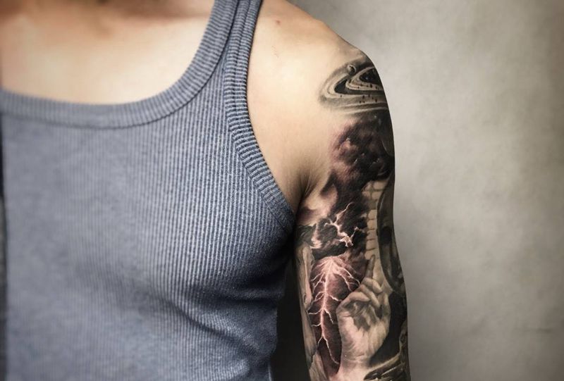 信纹身图片_成品手臂手部欧美写实肖像人物原创武汉纹艺刺刻纹身图案