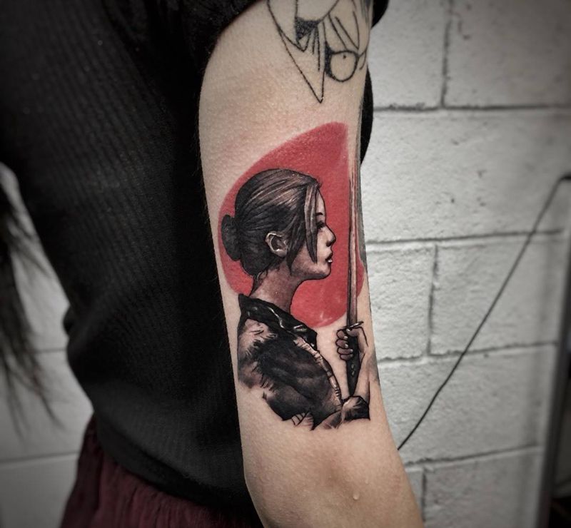 女武士…纹身图片_成品手臂手部欧美传统写实肖像人物宗教纹身图案