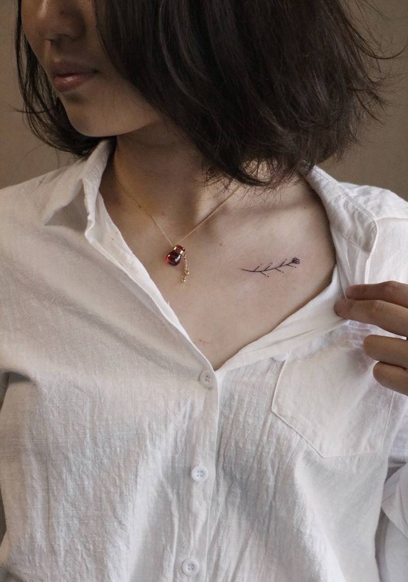 小发发。纹身图片_插画成品手稿肩部清新植物静物原创纹身图案