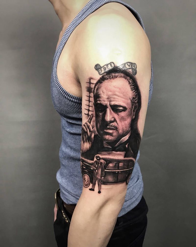 花臂遮盖纹身图片_成品手臂手部欧美写实肖像人物原创武汉纹艺刺刻纹身图案