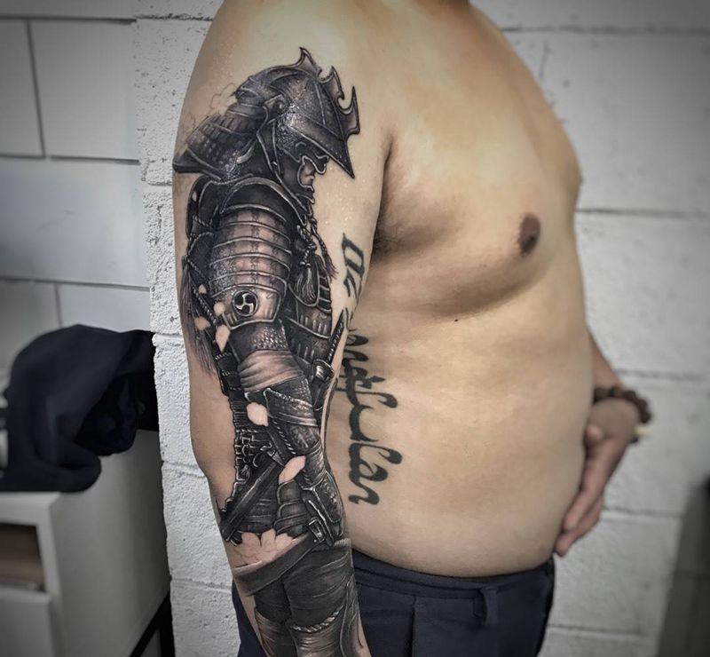 武士…纹身图片_成品手臂手部欧美传统写实人物宗教原创纹身图案