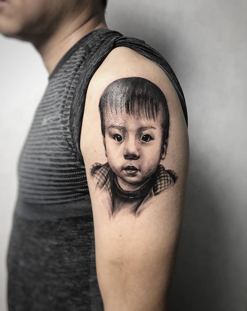 肖像系列之 希望纹身图片_成品手部手臂欧美写实肖像人物武汉纹艺刺刻纹申坤纹身图案