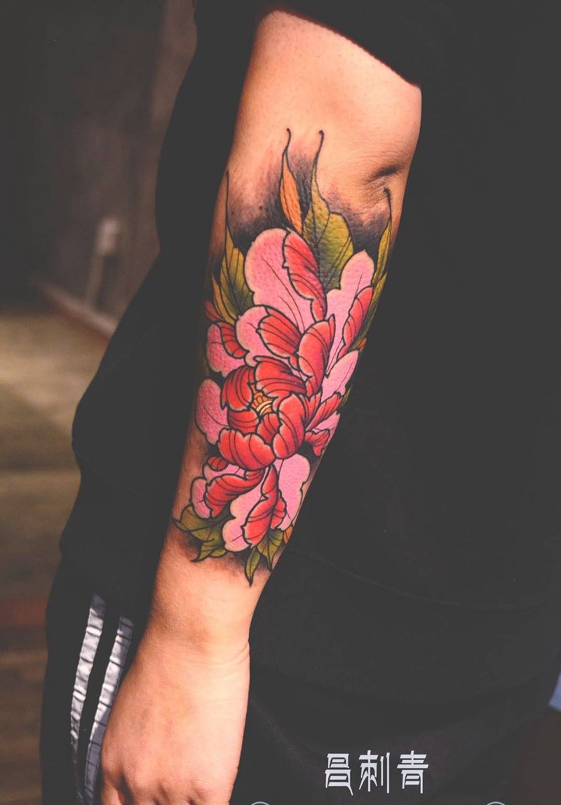 牡丹花纹身图片