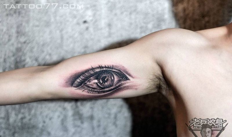 手臂内侧眼睛纹身作品纹身图片_成品手臂清新纹身图案