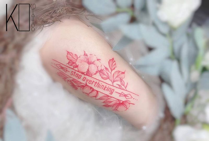 棉花纹身图片_手臂点刺添加素花定制设计纹身图案