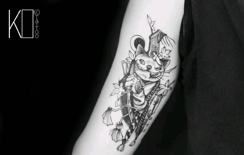 小猫纹身合集纹身图片_手臂腿部水彩点刺黑灰针痕风水彩写实小猫主题纹身图案