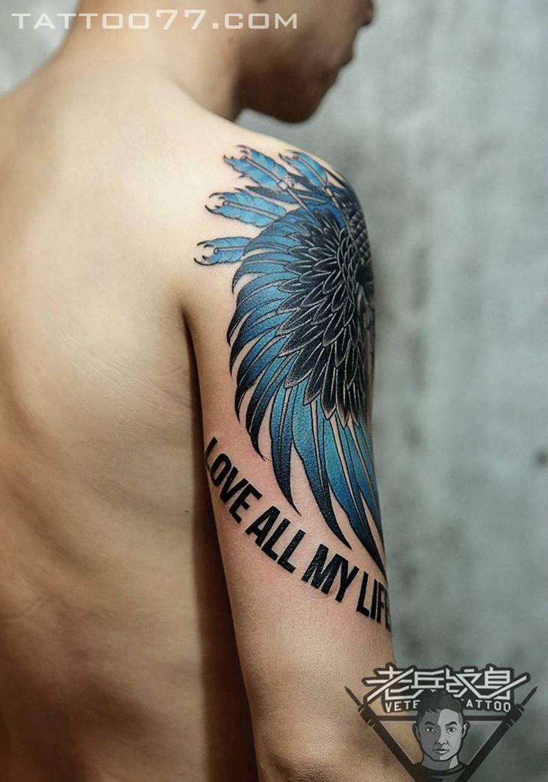 手臂老鹰美女纹身，遮盖作品纹身图片_成品手臂欧美动物人物纹身图案