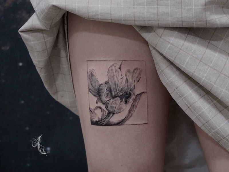 花卉纹身图片_点刺纹身图案