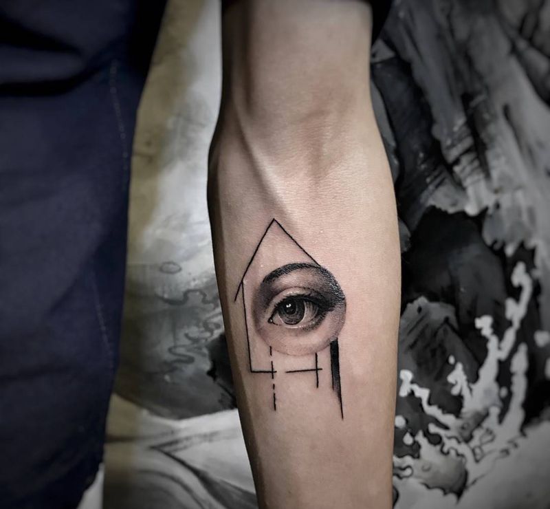 视角 格局纹身图片_成品手臂手部写实欧美原创武汉纹艺刺刻几何纹申坤纹身图案