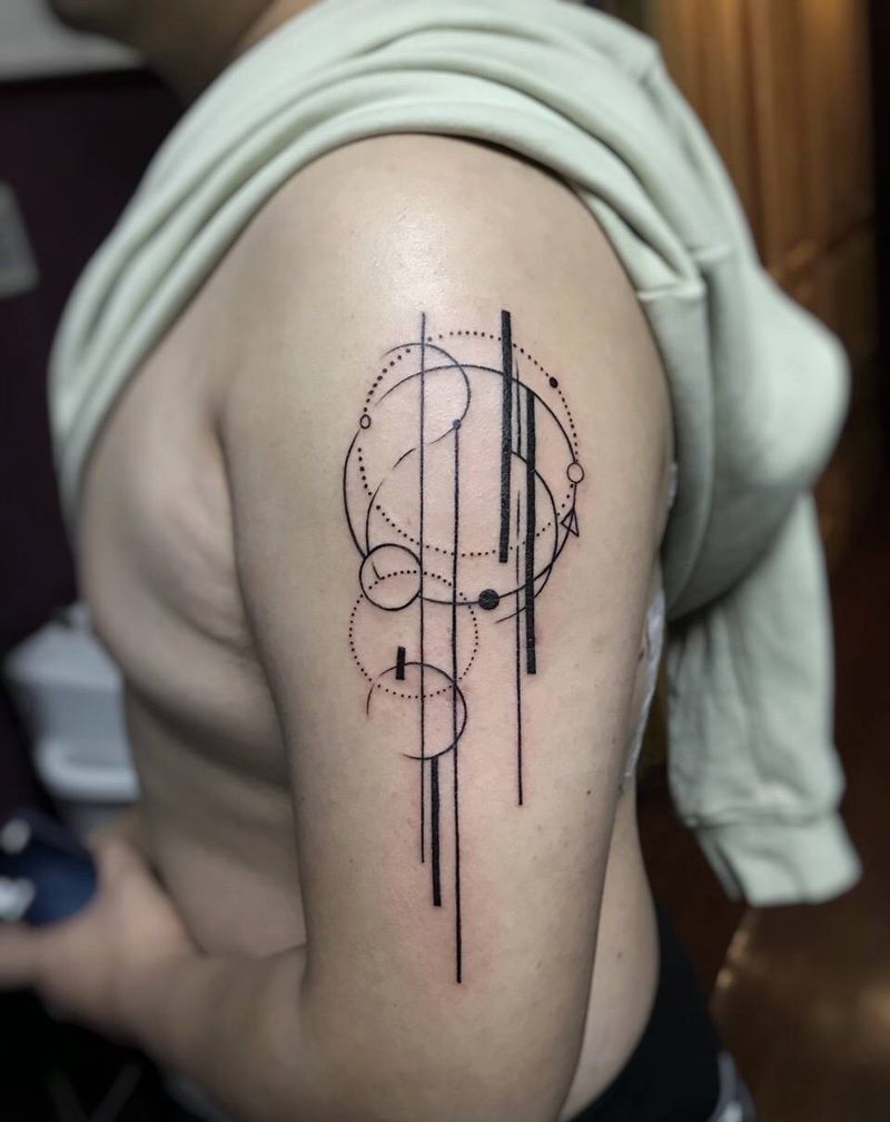 几何线条纹身图片_插画手臂清新几何纹身图案