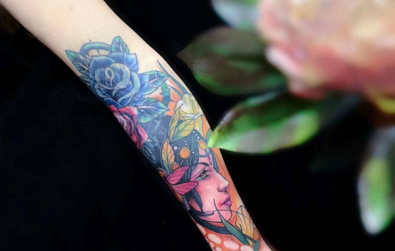 少女纹身图片_手臂Old SchoolNew School一人一图添加修改定制纹身图案