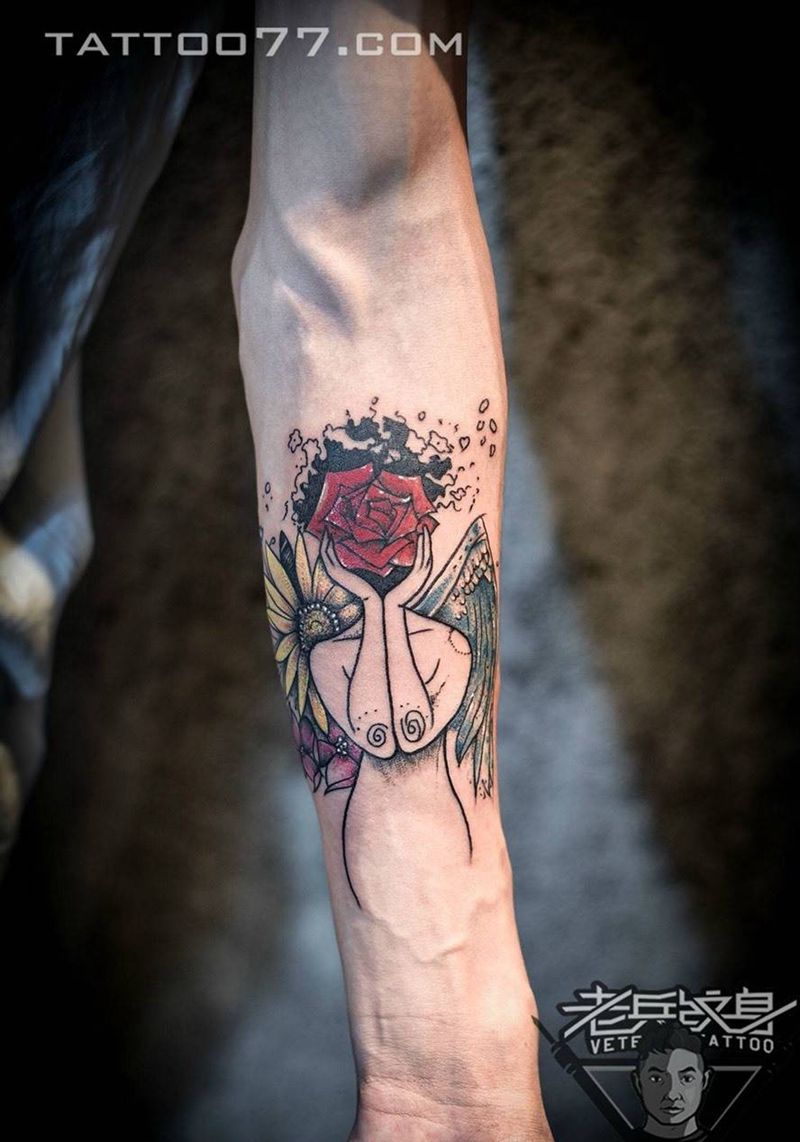 手部水彩纹身作品纹身图片