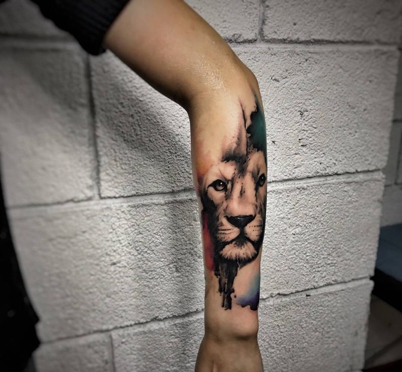 泼墨小图纹身图片_手臂手部欧美清新动物宗教鬼神纹身图案