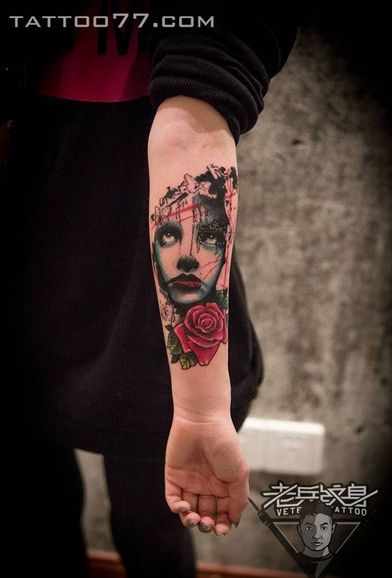 手部欧美纹身作品纹身图片_成品手部欧美肖像人物纹身图案