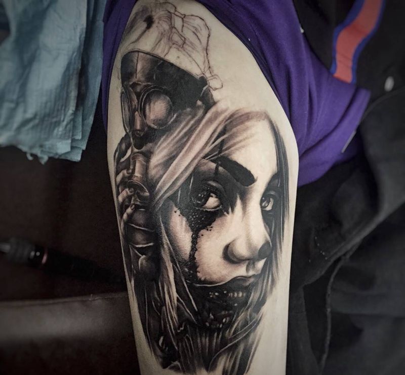 未完待续…纹身图片_成品臀部腿部欧美写实肖像人物鬼神宗教原创纹身图案