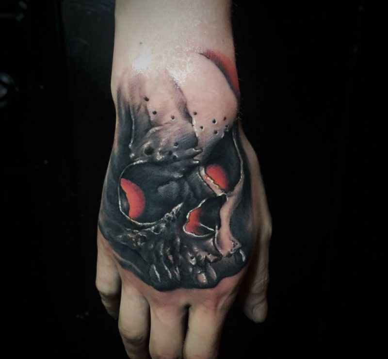 手面骷髅2纹身图片_成品手部欧美写实人物鬼神宗教纹身图案