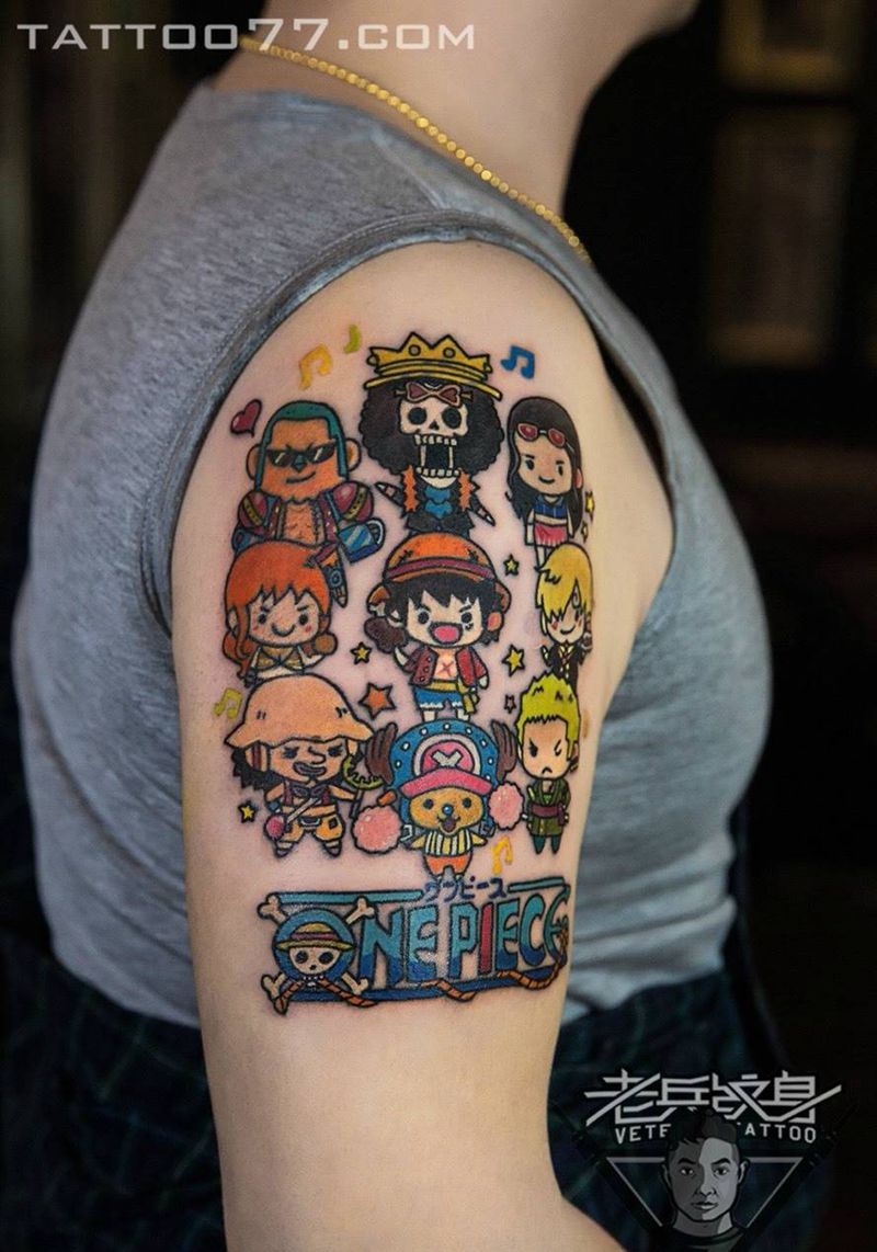 卡通动画片纹身作品纹身图片_成品手臂清新人物动物纹身图案