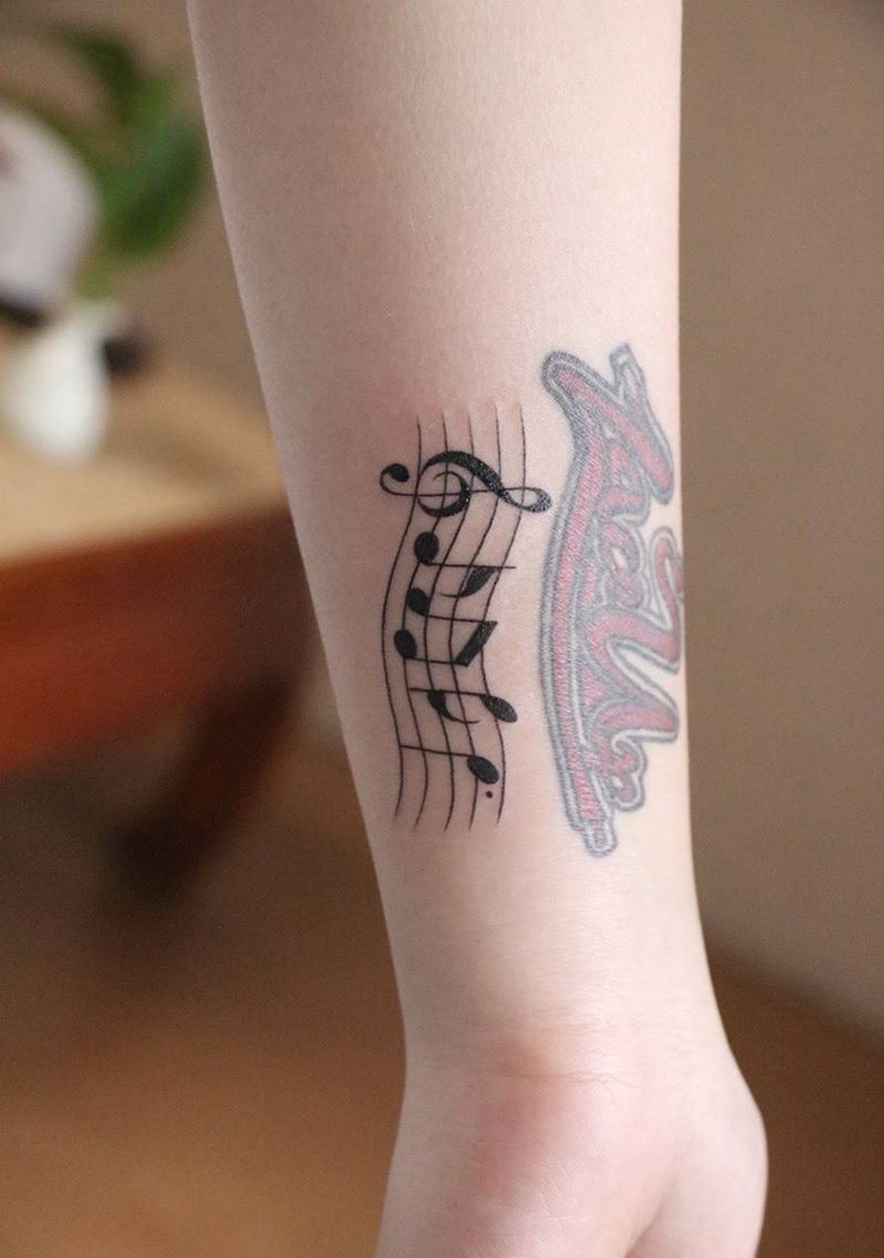 音符纹身图片_成品手稿手臂清新原创纹身图案