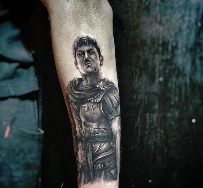 罗马战士…纹身图片_成品手臂欧美人物纹身图案