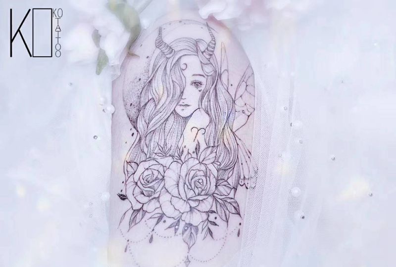 肖像定制纹身图片_手臂点刺一人一图定制设计插画设计纹身图案