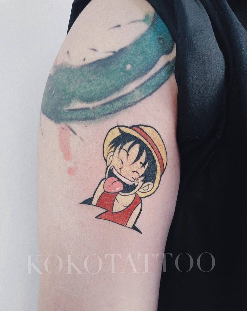 海贼王纹身图片_手臂Old SchoolNew School海贼王卡通人物手臂纹身图案