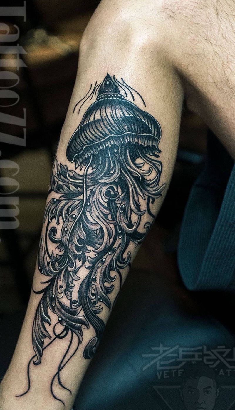 水母纹身作品纹身图片