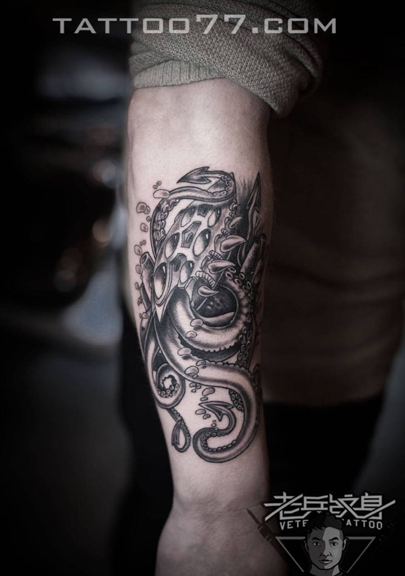 八爪鱼纹身作品纹身图片
