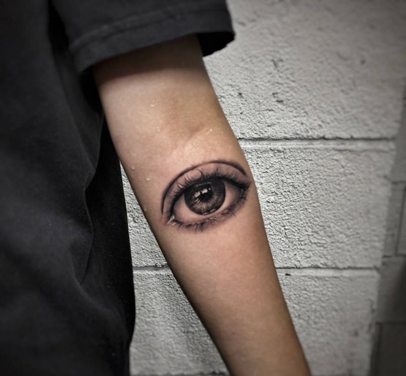 半小时手臂眼睛纹身图片_成品手臂手部欧美写实肖像人物原创鬼神纹身图案