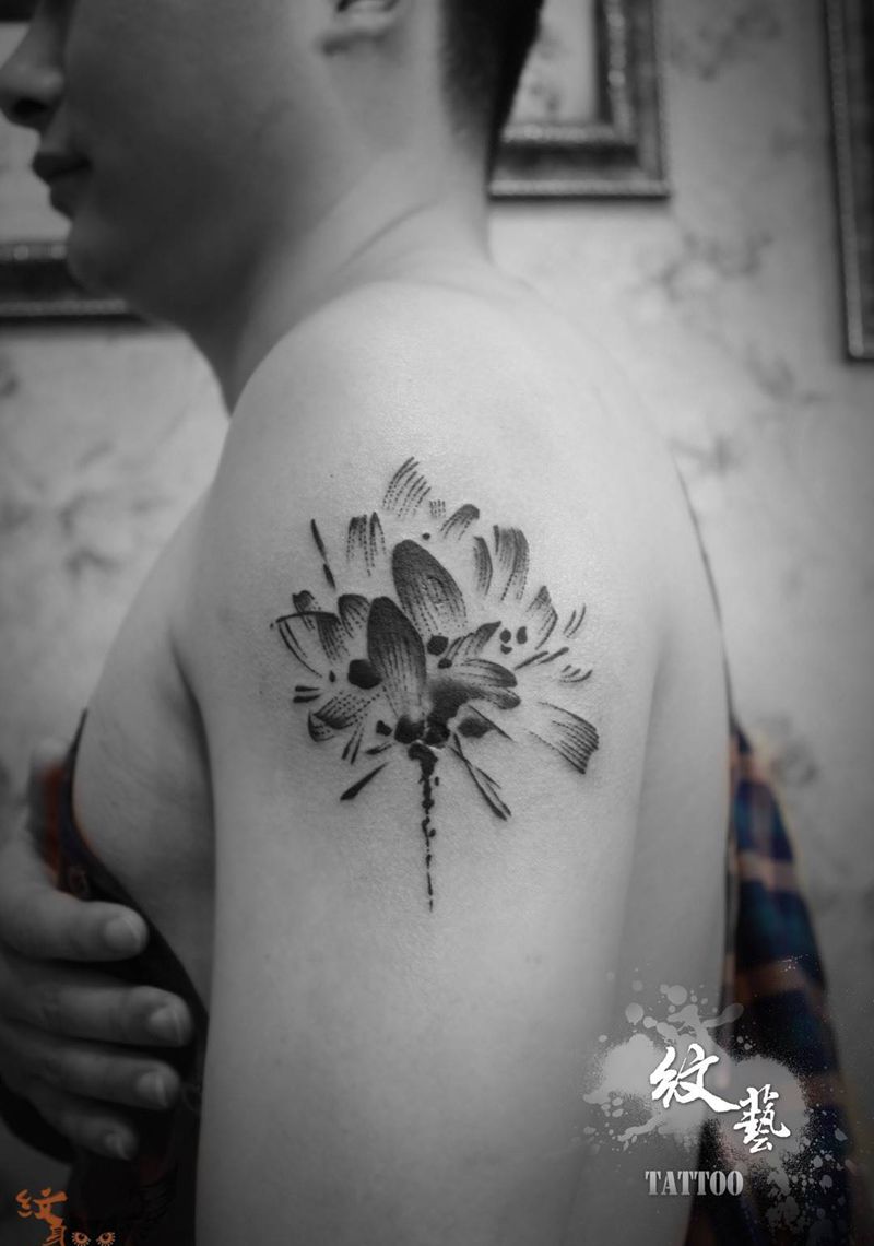 抽象莲花纹身图片