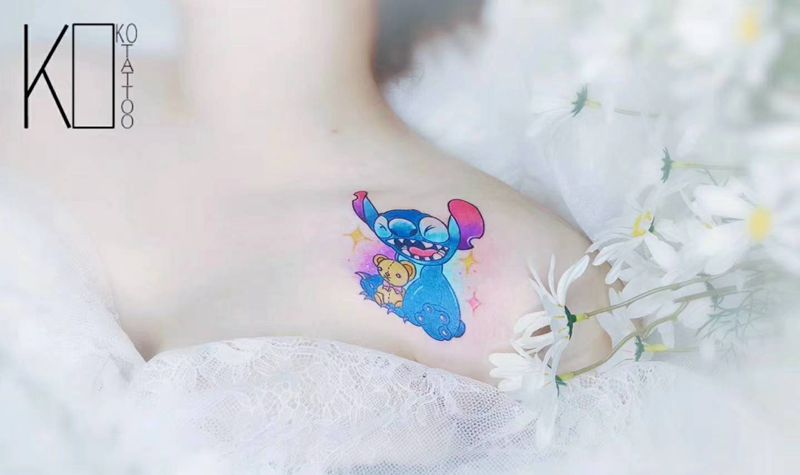 史迪仔纹身图片_肩部Old SchoolNew School史迪仔一人一图school纹身图案