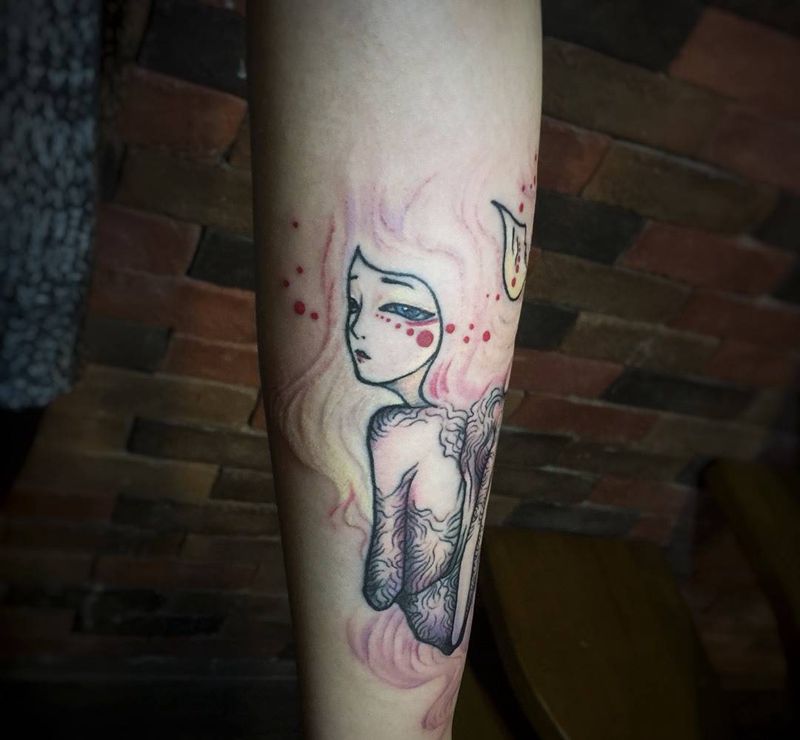 插画风格小图纹身图片_成品手臂欧美纹身图案