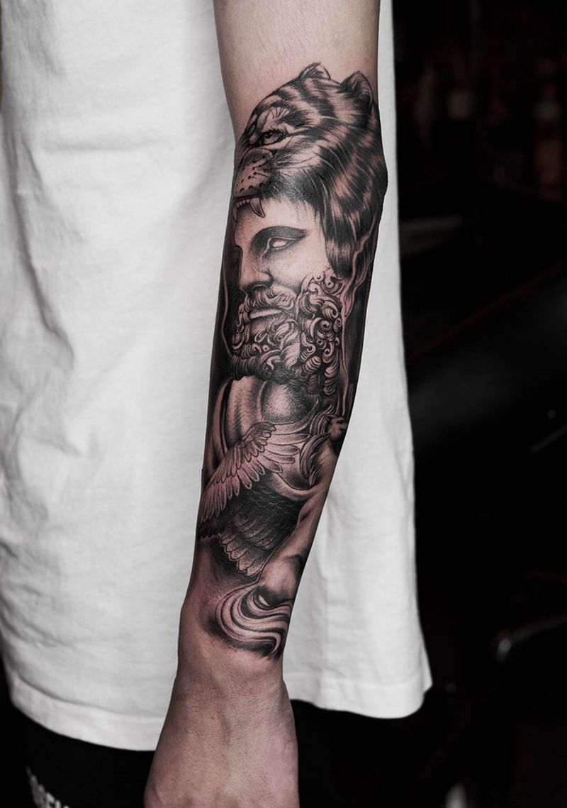 欧美小花臂纹身图片