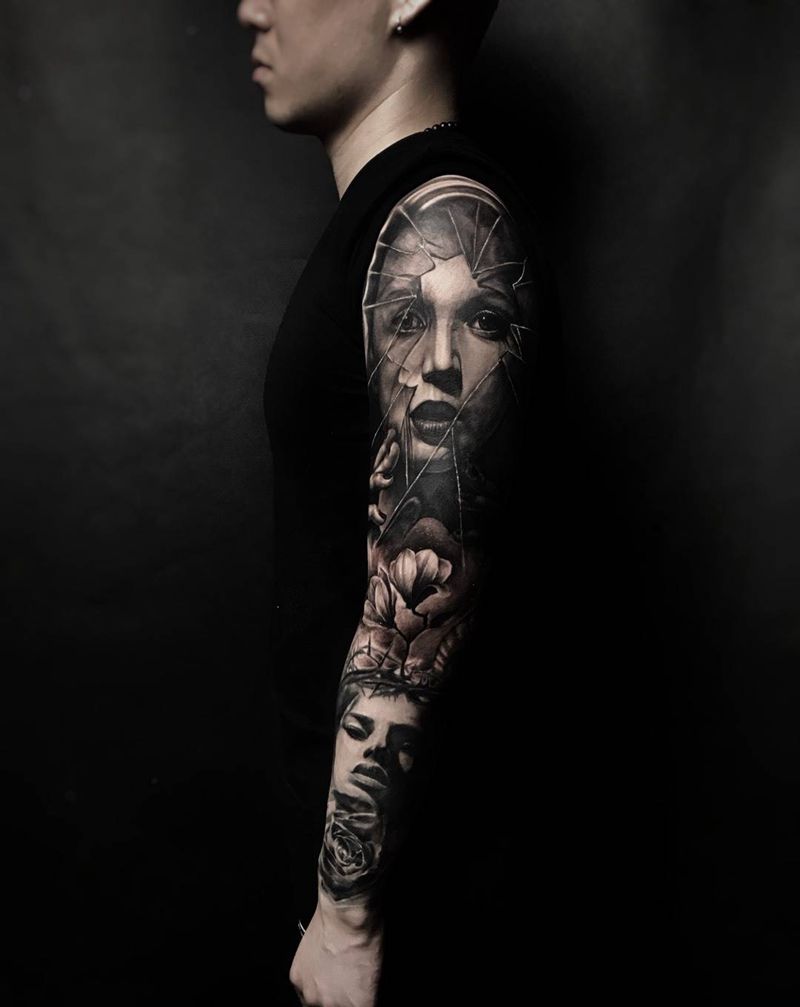 守望者纹身图片_成品手臂手部欧美写实肖像人物武汉纹艺刺刻纹申坤纹身图案