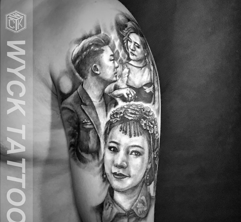 家纹身图片_成品手部手臂欧美写实肖像人物原创武汉纹艺刺刻纹身图案