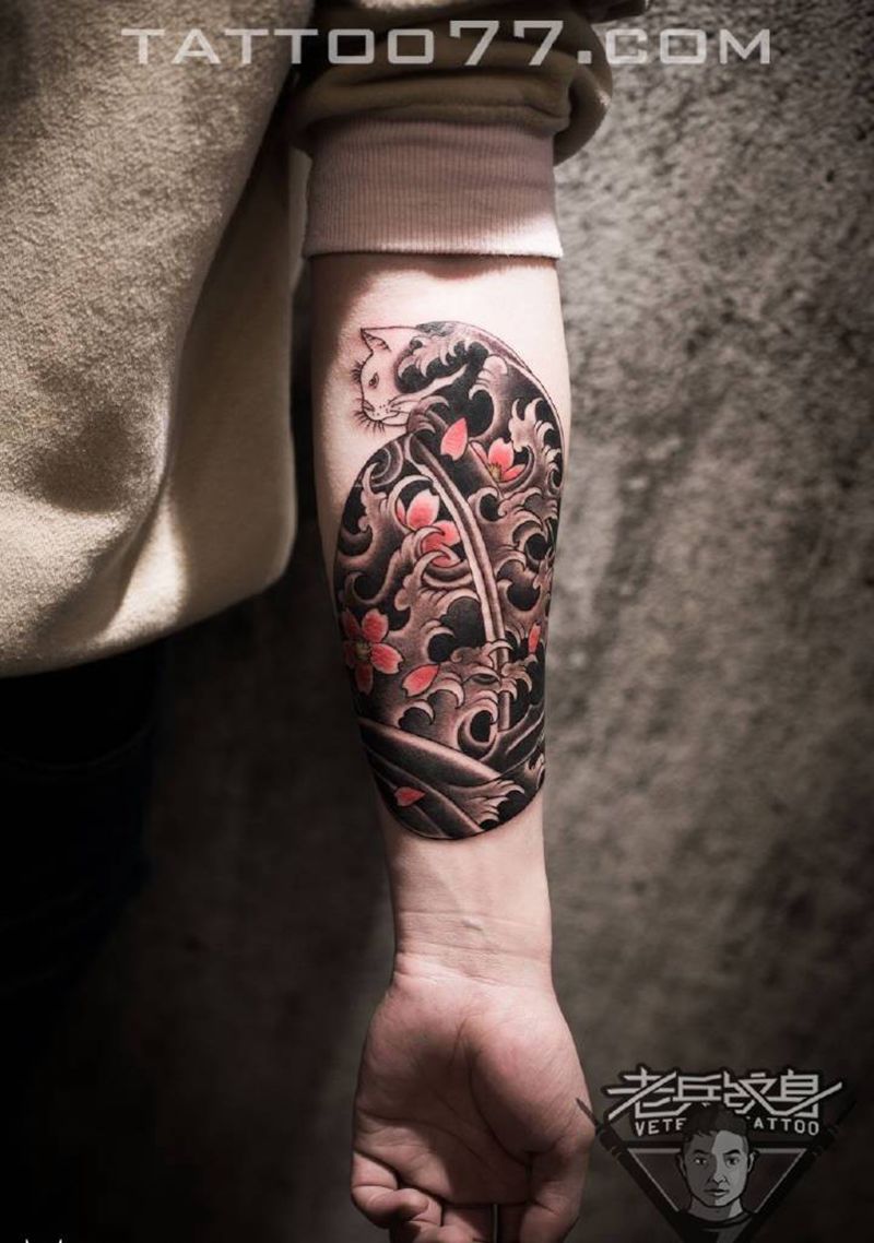 手部纹身猫纹身作品纹身图片_成品手部纹身图案