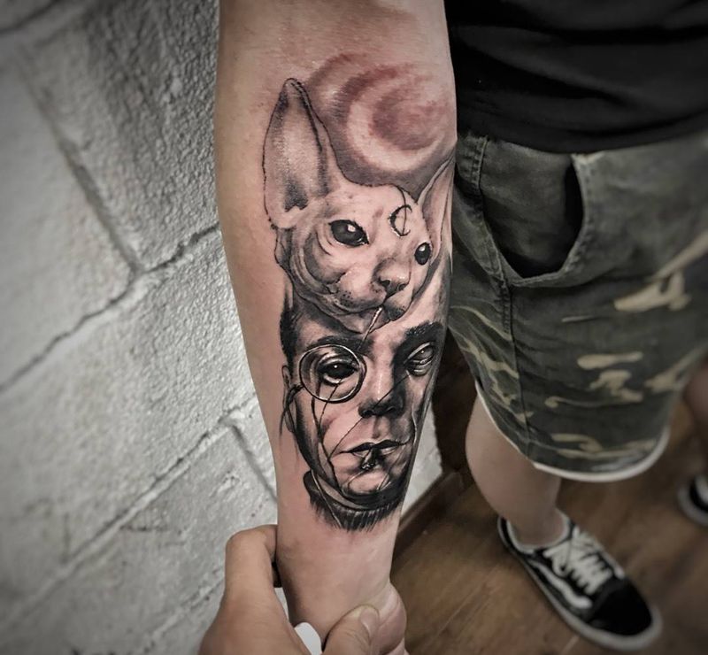 耗时两个半小时纹身图片_成品手臂手部欧美写实人物动物武汉纹艺刺刻纹申坤纹身图案