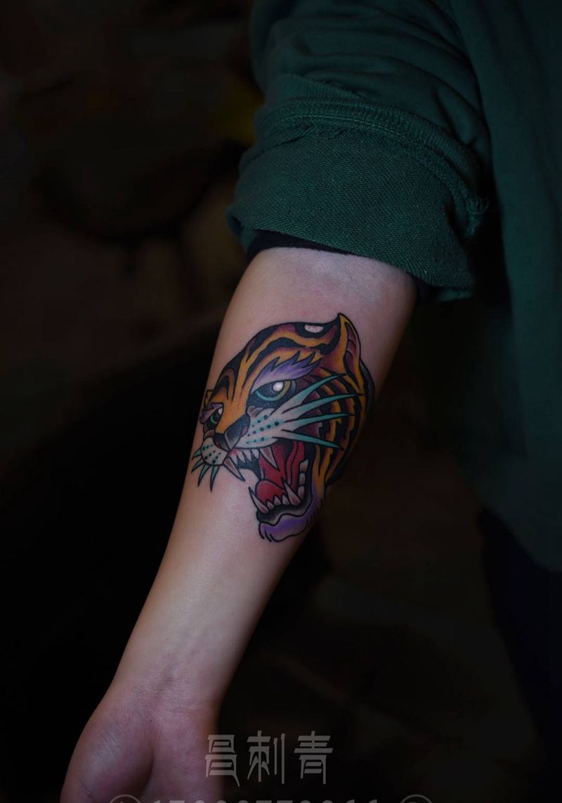 老虎纹身图片_欧美成品动物纹身图案