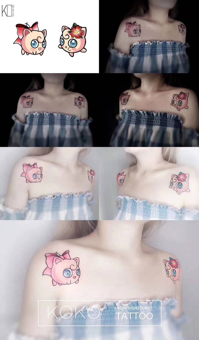 胖可丁纹身图片_肩部New SchoolOld School胖可丁一人一图school纹身图案