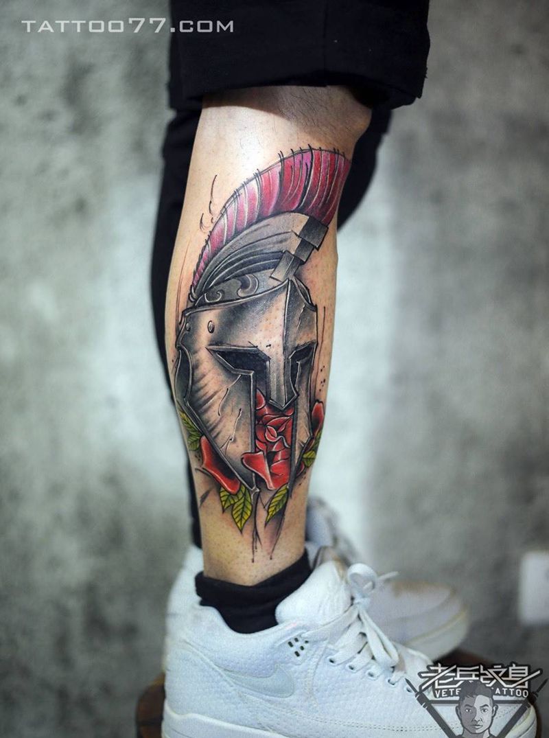 小腿欧美纹身作品纹身图片_成品腿部欧美纹身图案