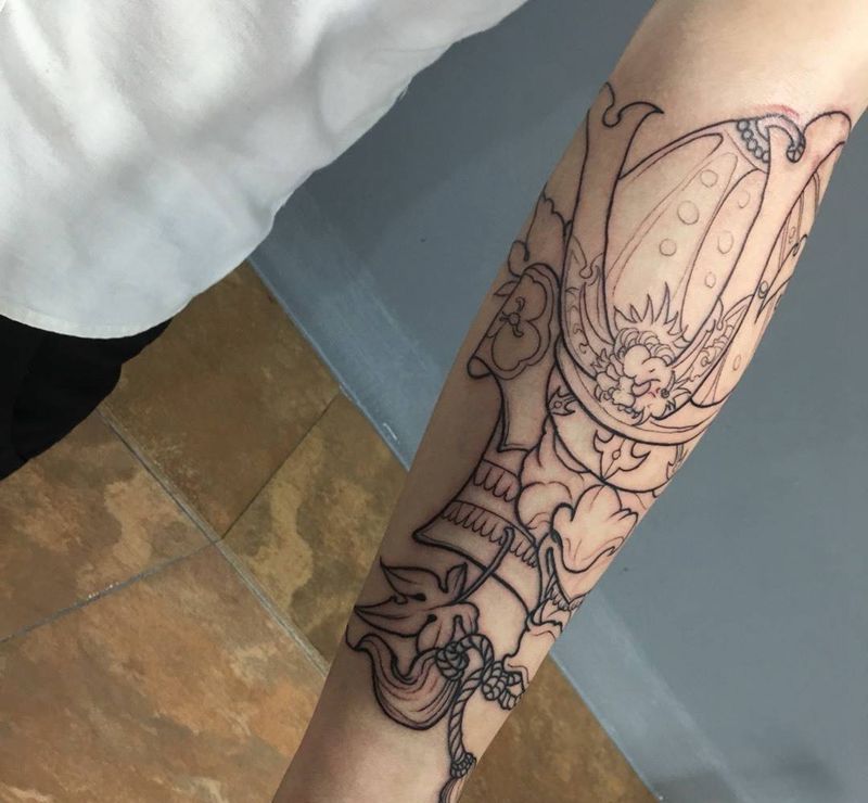 鬼武士纹身图片