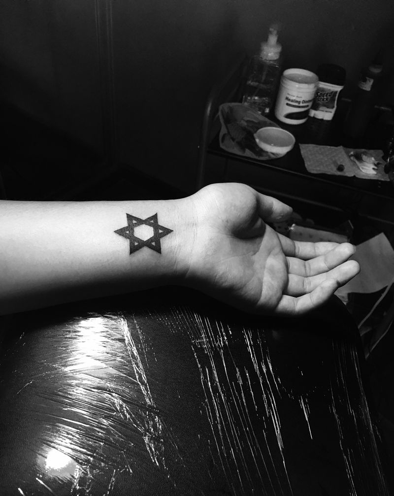 六芒星纹身图片_手部纹身图案