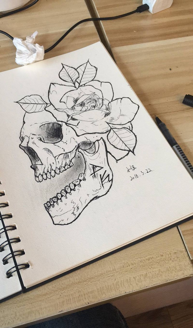 骷髅纹身图片_手臂纹身图案