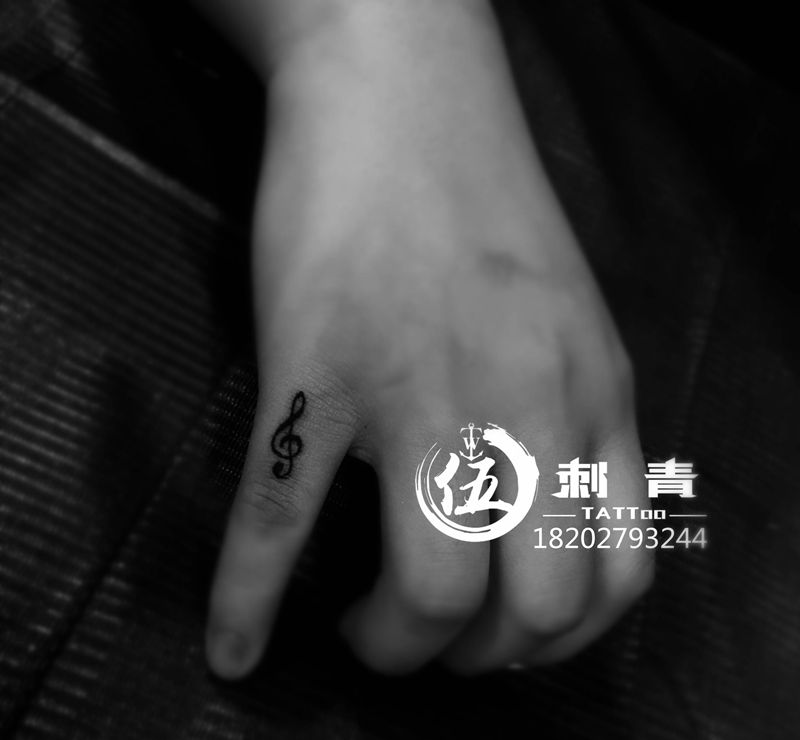 音符纹身图片_手部纹身图案