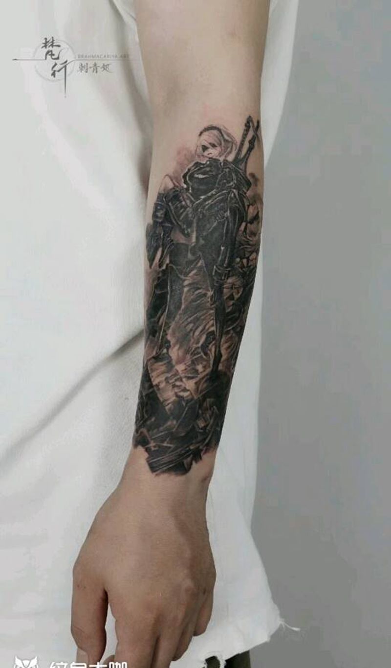 机械纪元纹身图片_手臂老传统水墨机械纹身图案