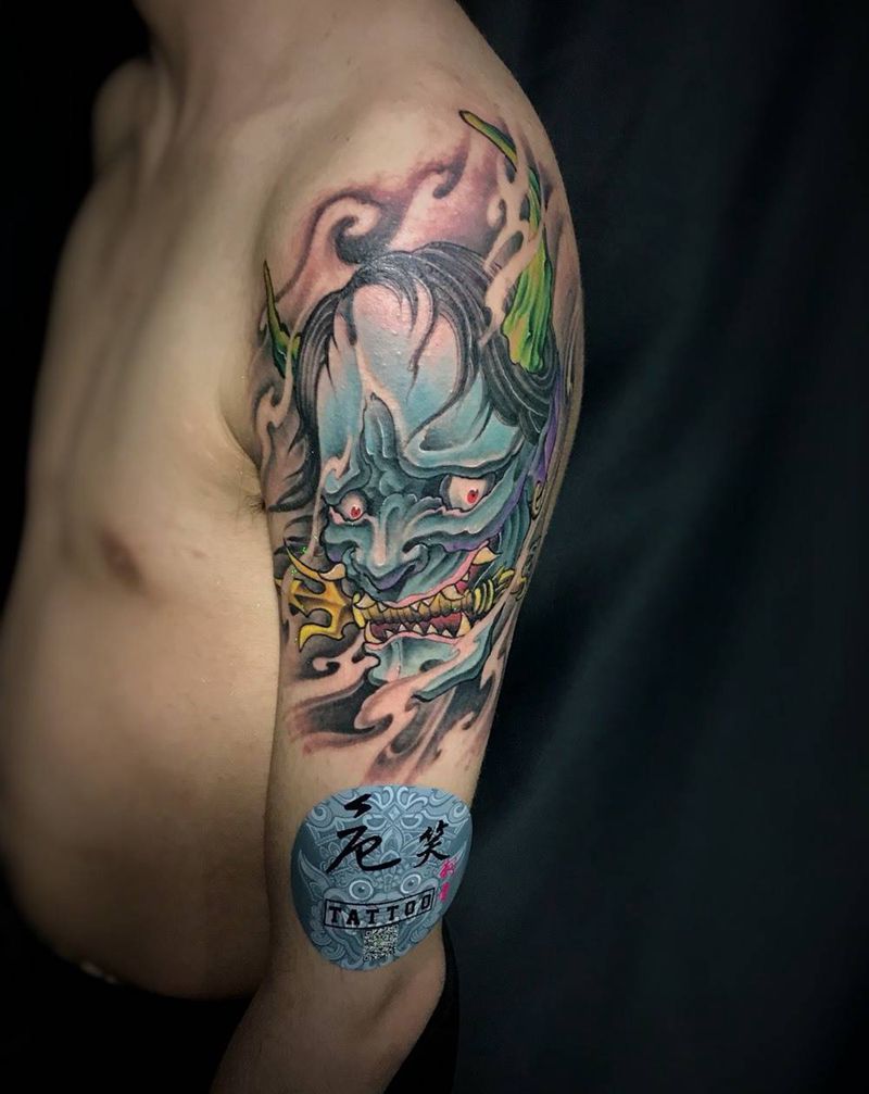 新传统纹身图片_成品新传统鬼神般若传统手臂臀部纹身图案