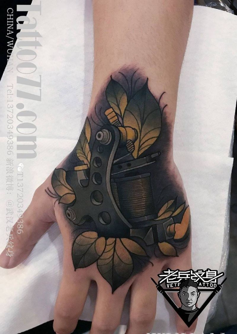 手背纹身机作品纹身图片