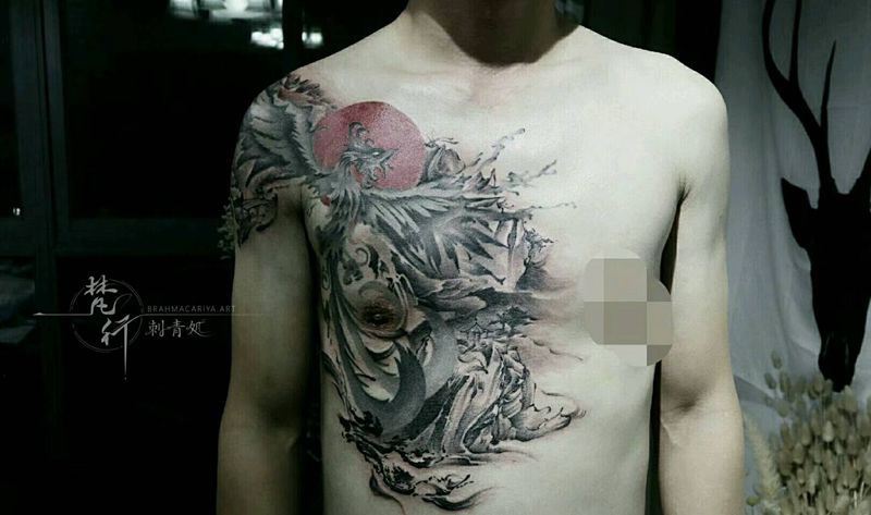 凤凰遮盖纹身图片