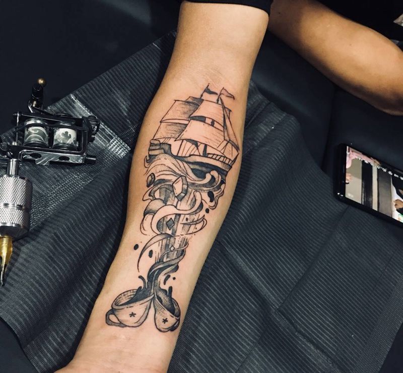帆船纹身图片