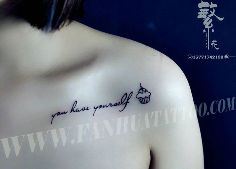 生日纹身图片_肩部背部清新成品纹身图案